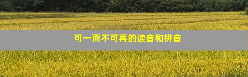 可一而不可再的读音和拼音