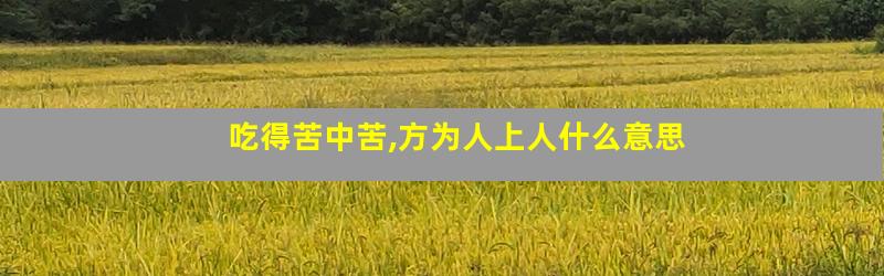 吃得苦中苦,方为人上人什么意思