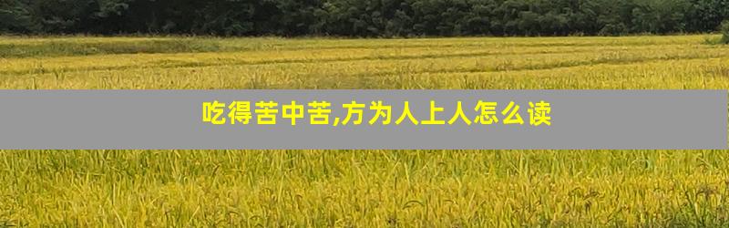吃得苦中苦,方为人上人怎么读