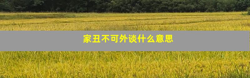 家丑不可外谈什么意思