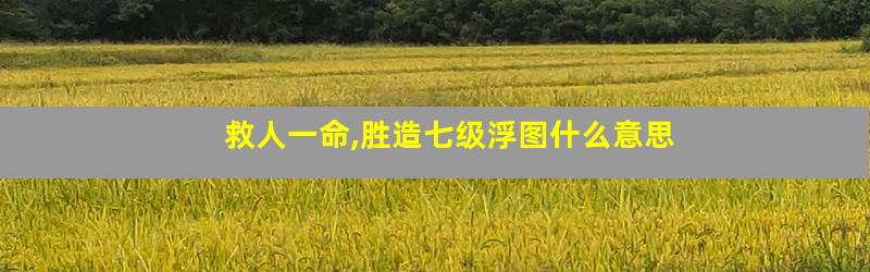 救人一命,胜造七级浮图什么意思