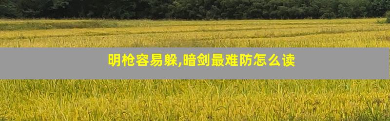 明枪容易躲,暗剑最难防怎么读