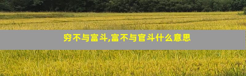 穷不与富斗,富不与官斗什么意思