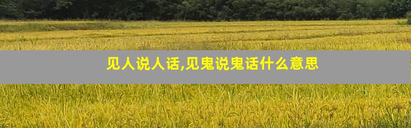 见人说人话,见鬼说鬼话什么意思